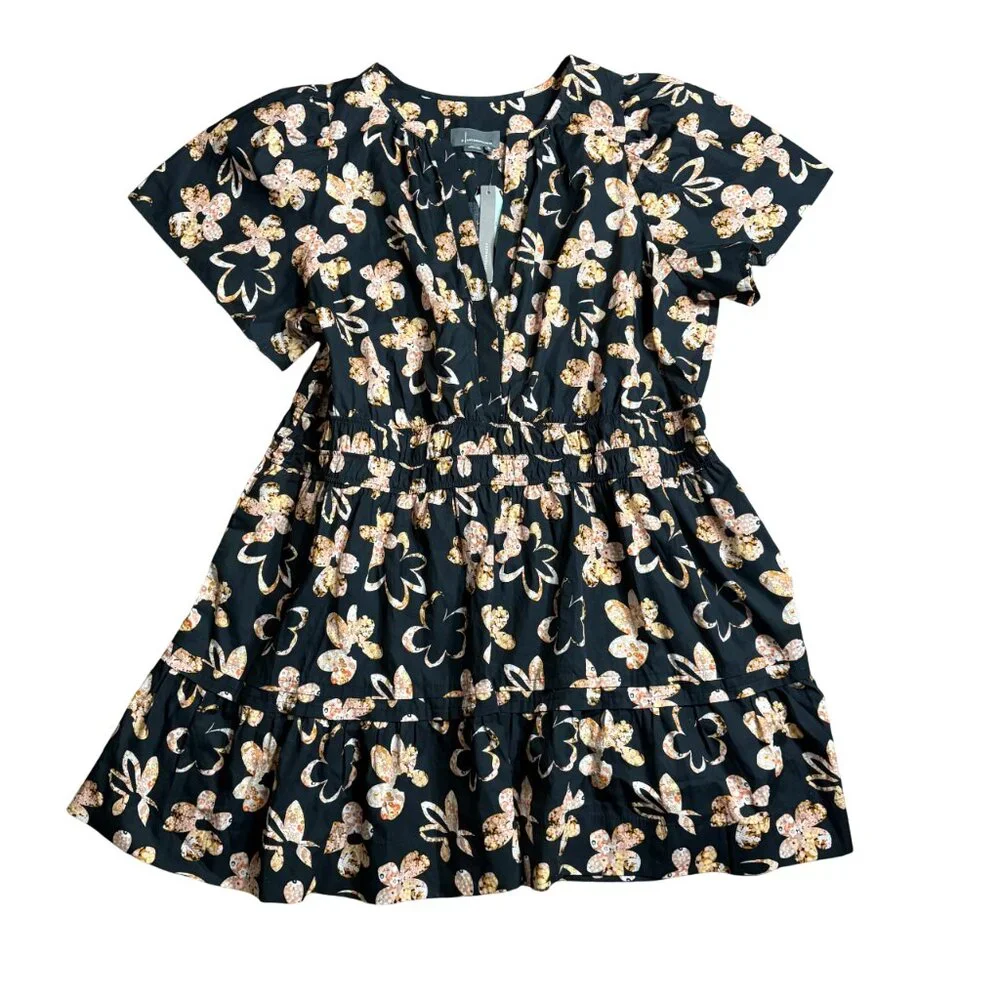 NWT Anthropologie Somerset Mini Dress plus size 3X black neutral floral print - Picture 4 of 10